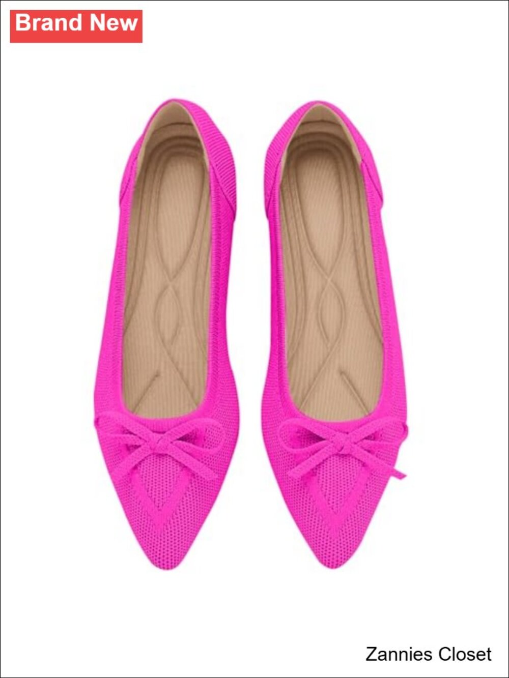 ✨ Pointed Toe Bow Knit Ballet Flats Comfortable Dressy Mesh Slip On Flats